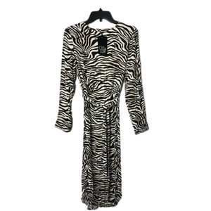 CHASER animal print dress women small, long sleeve, midi length, buttons up, NWT